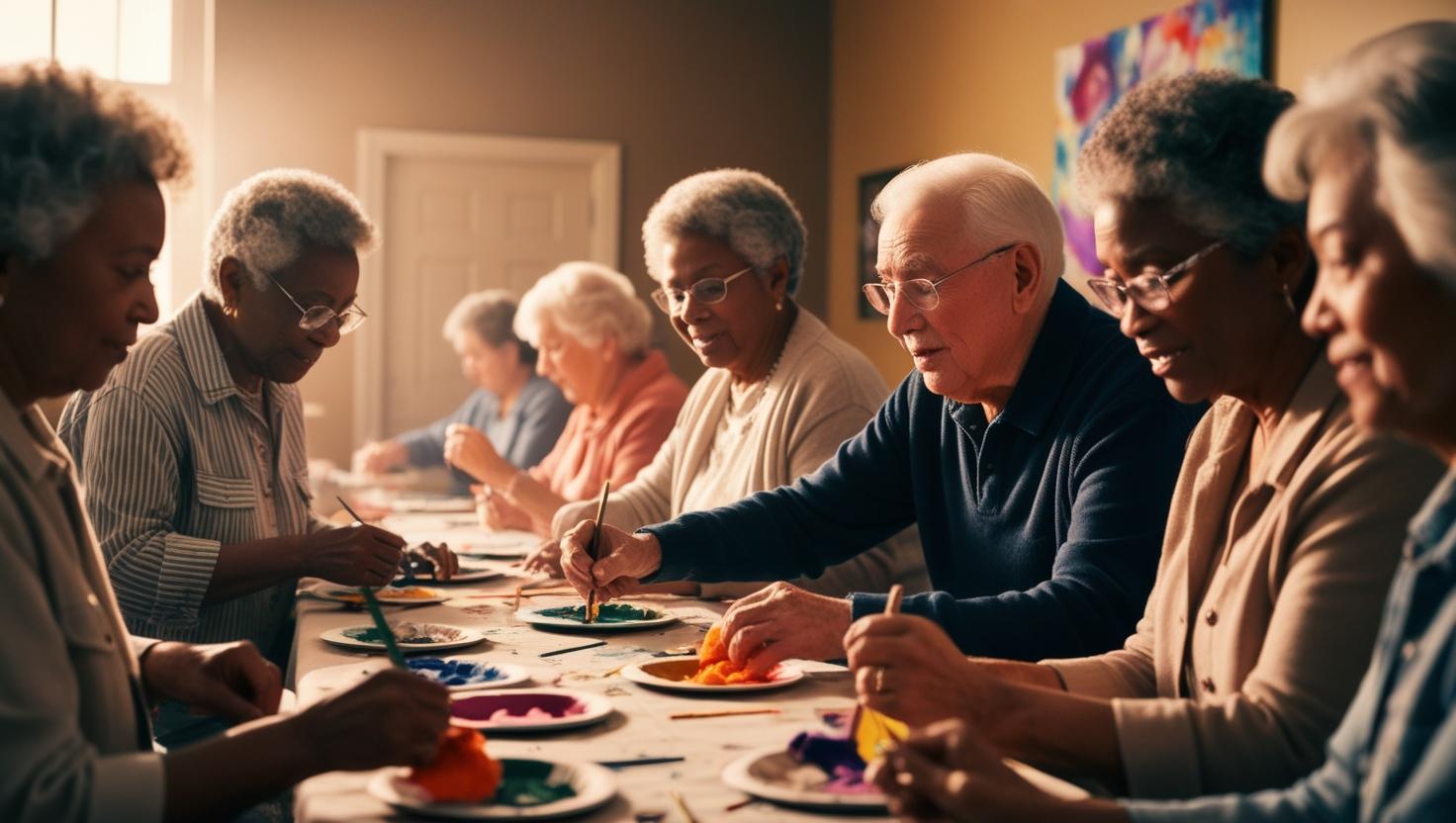 Senior participating in an art workshop
